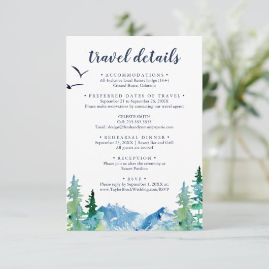 ロッキーマウンテンデスティネーションウェディングトラベル詳細 エンクロージャーカード (スタンド正面)