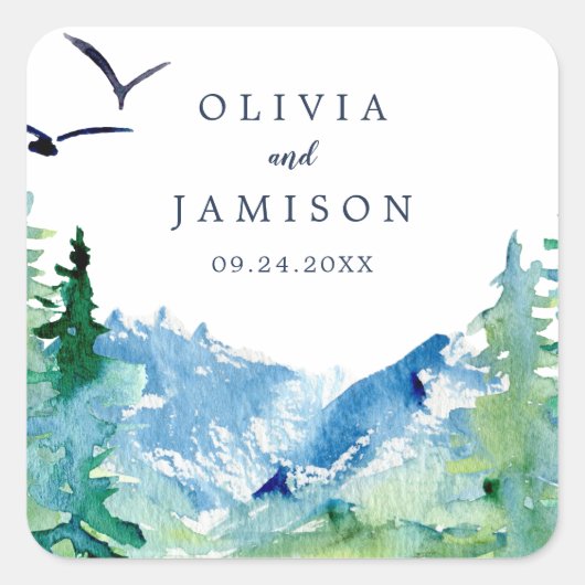 ロッキーマウンテンデスティネーションウェディング封筒用シール スクエアシール (正面)
