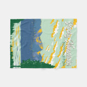 ロッキーマウンテンナショナルパークイラストレーショントラベル フリースブランケット (正面(横))