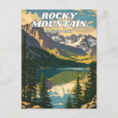 ロッキーマウンテンナショナルパークイラストレーションレトロデ ポストカード (正面)