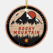 ロッキーマウンテンナショナルパークウッドヴィンテージサンセット セラミックオーナメント (正面)
