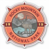 ロッキーマウンテンナショナルパークエルクレトロコンパス シール (正面)