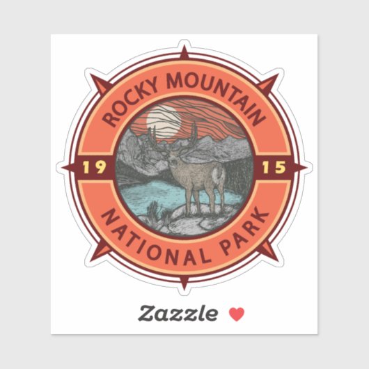 ロッキーマウンテンナショナルパークエルクレトロコンパス シール (シート)