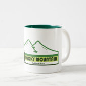 ロッキーマウンテンナショナルパークグリーンストライプ ツートーンマグカップ (正面右)
