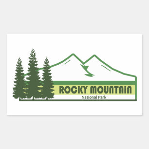 ロッキーマウンテンナショナルパークグリーンストライプ 長方形シール