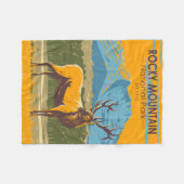 ロッキーマウンテンナショナルパークコロラドエルクヴィンテージ フリースブランケット (正面(横))