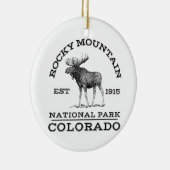 ロッキーマウンテンナショナルパークコロラドムースハイキングO セラミックオーナメント (右)