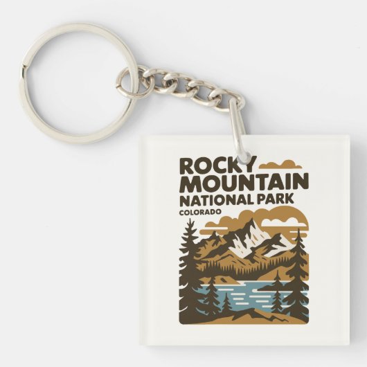 ロッキーマウンテンナショナルパークコロラドヴィンテージアート キーホルダー (正面)