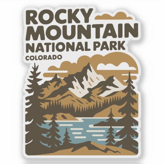 ロッキーマウンテンナショナルパークコロラドヴィンテージアート シール (正面)