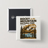 ロッキーマウンテンナショナルパークコロラドヴィンテージアート 缶バッジ (正面&裏面)