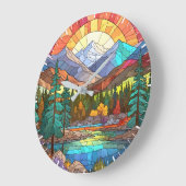 ロッキーマウンテンナショナルパークステンドグラスロッキー ラージ壁時計 (傾斜)