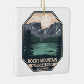 ロッキーマウンテンナショナルパークミニマルレトロエンブレム セラミックオーナメント (右)