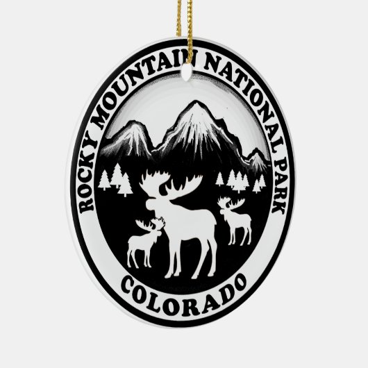 ロッキーマウンテンナットパーク白黒サークル セラミックオーナメント (右)