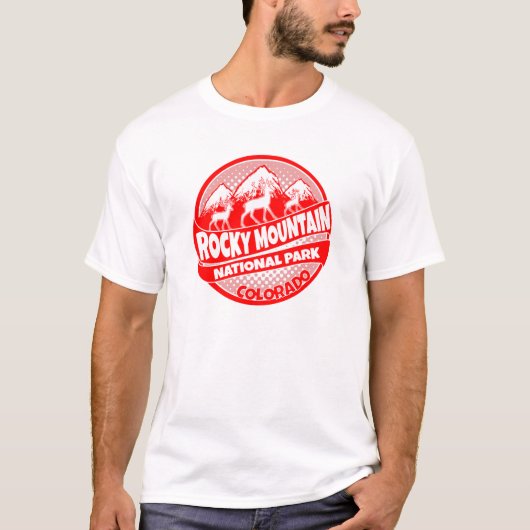 ロッキーマウンテンパークコロラド赤ロゴTシャツ Tシャツ (正面)