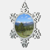 ロッキーマウンテンビューシーニックランドスケープ スノーフレークピューターオーナメント (右)