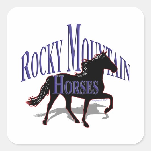 ロッキーマウンテンホースシルエットはっきりした文字 スクエアシール (正面)