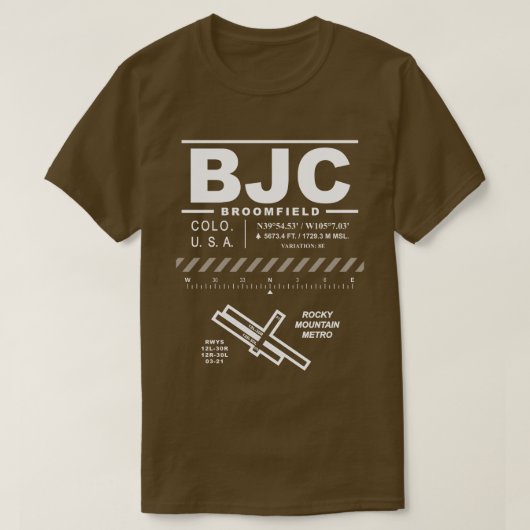 ロッキーマウンテンメトロポリタン空港BJC Tシャツ (デザイン正面)