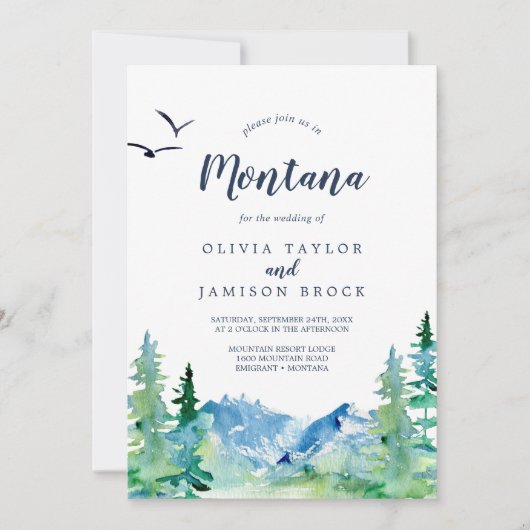 ロッキーマウンテンモンタナデスティネーションウェディング 招待状 (正面)