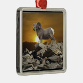 ロッキーマウンテンワイルドビッグホルンシープ&サンセット メタルオーナメント (右)