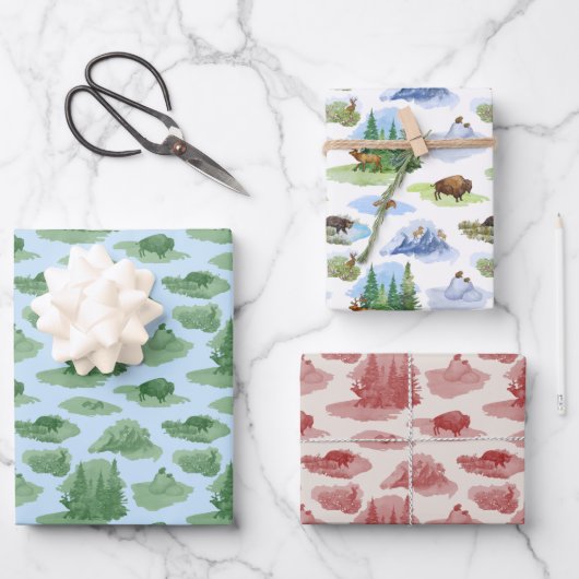 ロッキーマウンテン動物トイル ラッピングペーパーシート (正面)