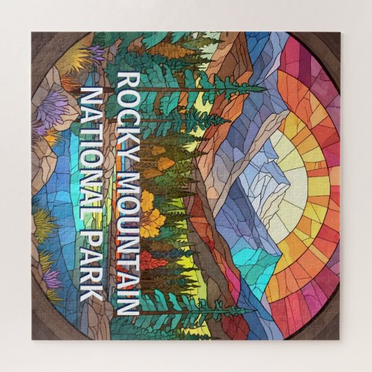 ロッキーマウンテン国立公フェイク園ステンドグラス ジグソーパズル (横)