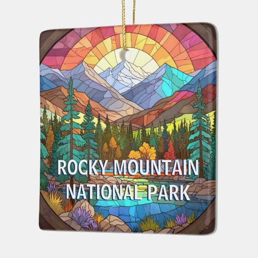 ロッキーマウンテン国立公フェイク園ステンドグラス セラミックオーナメント (左)