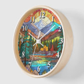 ロッキーマウンテン国立公フェイク園ステンドグラス 壁時計 (傾斜)