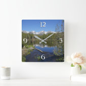 ロッキーマウンテン国立公園のスプラハ湖II スクエア壁時計 (ホーム)