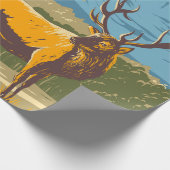 ロッキーマウンテン国立公園のワピティ ラッピングペーパー (角)