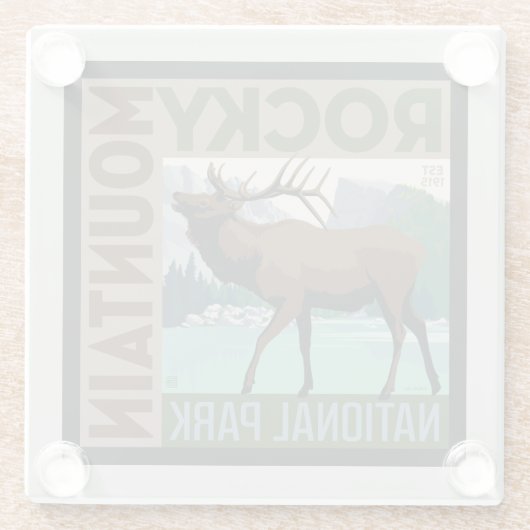 ロッキーマウンテン国立公園 |エルク ガラスコースター (裏面)