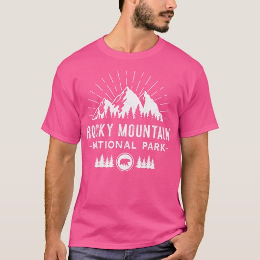 ロッキーマウンテン国立公園 – レトロハイキングギフト Tシャツ (正面)