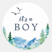 ロッキーマウンテン男の子の赤ちゃんシャワーシール ラウンドシール (正面)