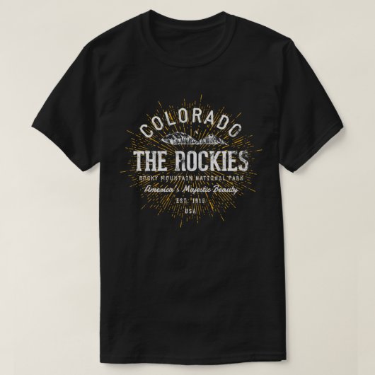 ロッキーヴィンテージレトロロッキーマウンテン国立公園 Tシャツ (デザイン正面)