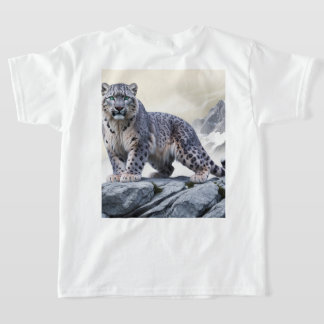 ロッキー威厳のあるクリフTシャツにユキヒョウ Tシャツ
