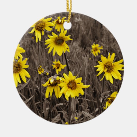 ロッキー山のひまわり セラミックオーナメント (正面)