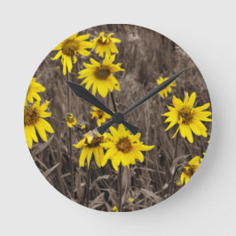 ロッキー山のひまわり ラウンド壁時計