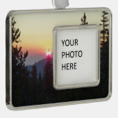 ロッキー山の森の日の出 シルバープレートフレームオーナメント (右)