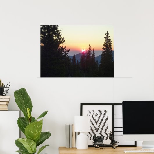 ロッキー山の森の日の出 ポスター (ホームオフィス)