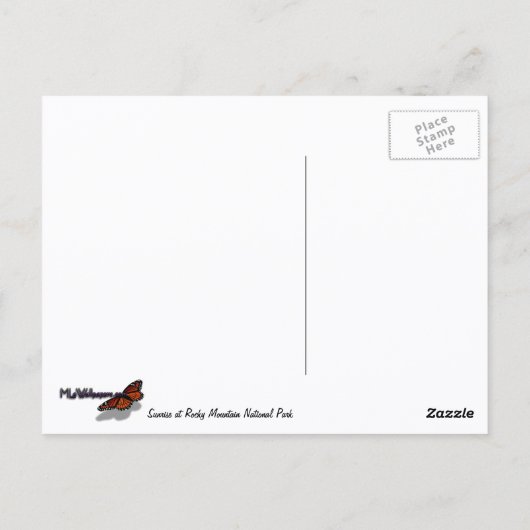 ロッキー山の森の日の出 ポストカード (裏面)