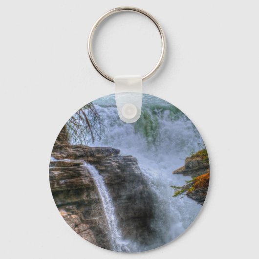 ロッキー山の滝自然写真 キーホルダー (正面)