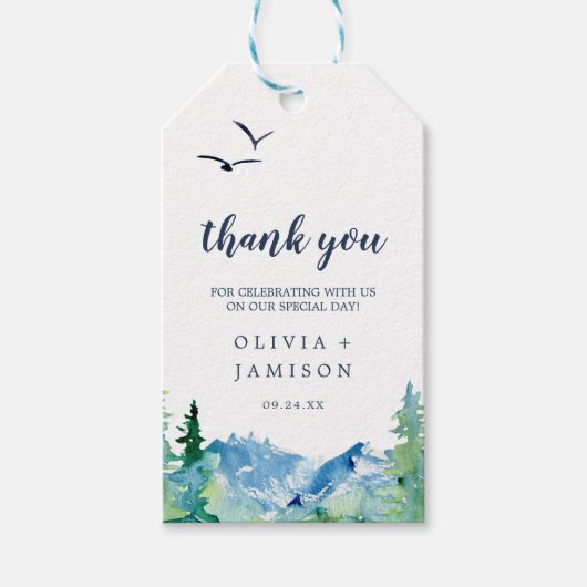 ロッキー山の目的地の結婚式ありがとう ギフトタグ (正面)