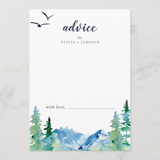 ロッキー山の目的地の結婚式 アドバイスカード (正面)