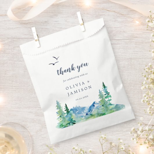 ロッキー山の目的地の結婚式 フェイバーバッグ (クリップ留めされた状態)