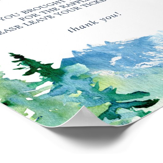 ロッキー山の赤ちゃんシャワーおむつラッフルサイン ポスター (角)