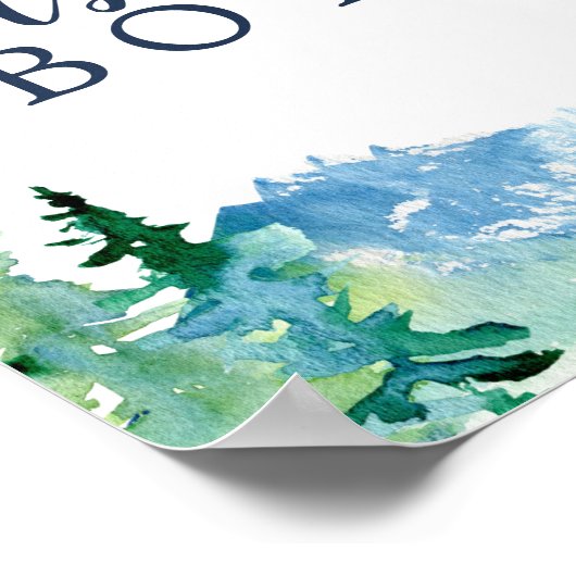 ロッキー山の赤ちゃんシャワー男の子のサイン ポスター (角)