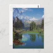 ロッキー山油絵グリーティングカード ポストカード (正面/裏面)