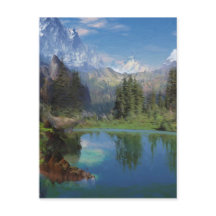 ロッキー山油絵グリーティングカード