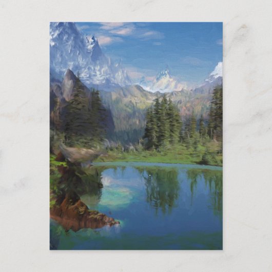 ロッキー山油絵グリーティングカード ポストカード (正面)