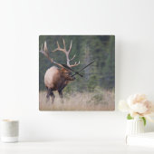 ロッキー山脈のオオシカ スクエア壁時計 (ホーム)