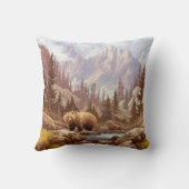 ロッキー山脈のグリズリーベア/ AF-006bear,g クッション (裏面)